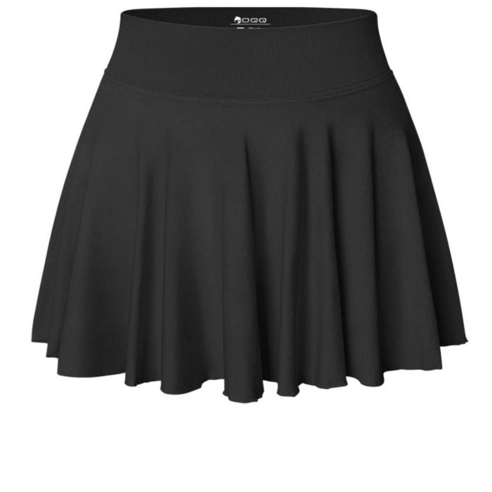 OQQ Women Mini Skirt 2 in 1 Flowy Basic Versatile Stretchy Flared Casual Skirt